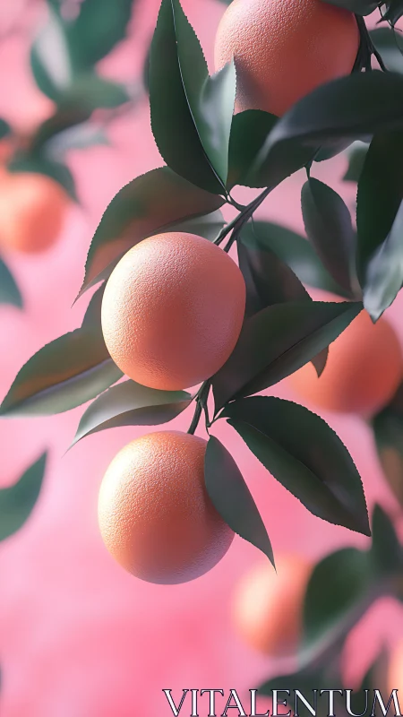 Sunlit orange branches against soft pink bokeh backdrop.