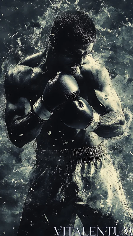 Boxer in Ready Stance, Bold and Powerful.