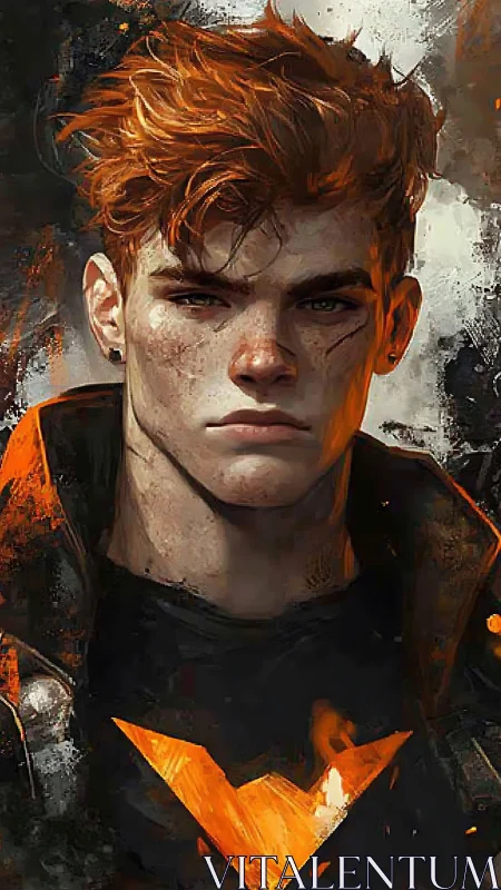 Male character portrait shows orange-lit face and stylized attire