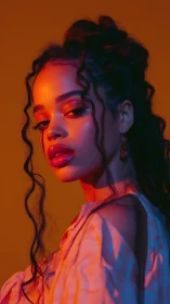 Cinematic portrait uses bi-color gels to sculpt glossy skin tones