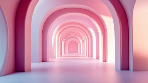 Dreamy pastel archway inviting you into soft pink light.