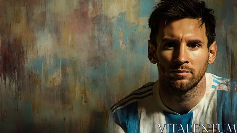 Painted soccer icon in moody portrait of quiet intensity.