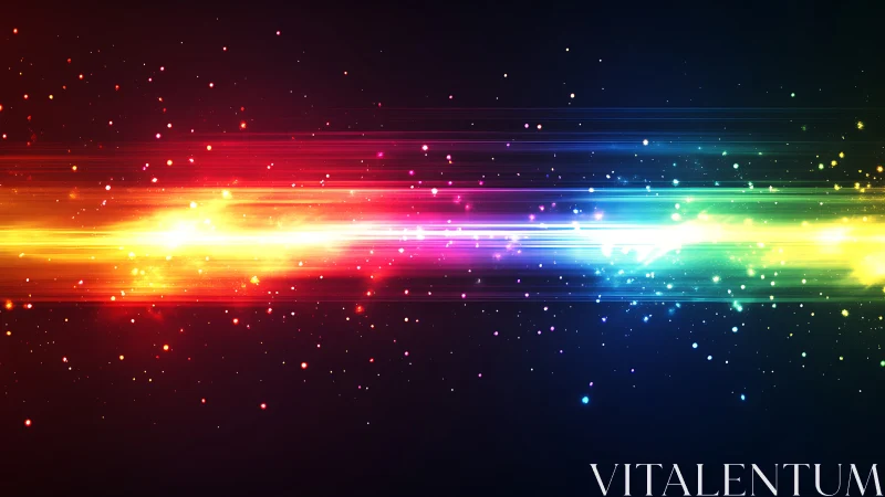 Horizontal neon light streaks in vivid rainbow spectrum.