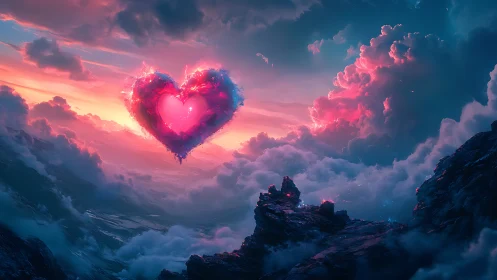 Luminescent cardiac form suspended within stratocumulus cloud matrix.