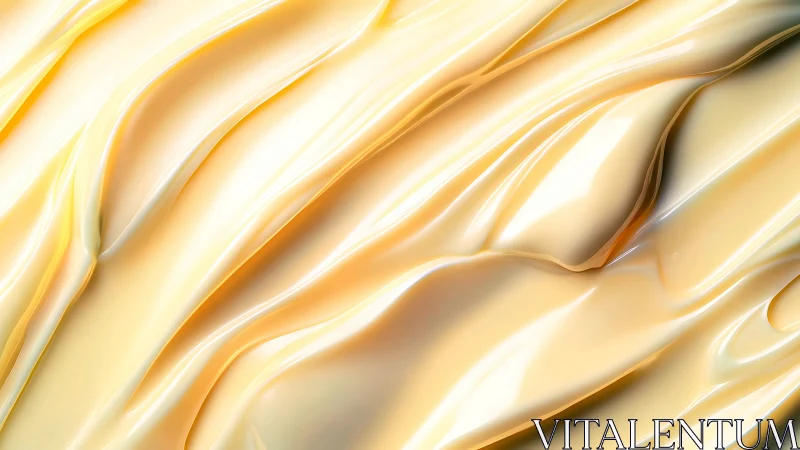 Macro closeup of glossy cream folds in warm pearlescent light.