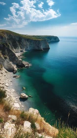 Sea-cliff terraces lean into a turquoise, quietly breathing horizon