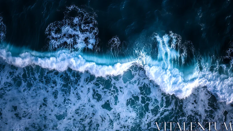 Rolling ocean waves caught in shimmering blue motion.