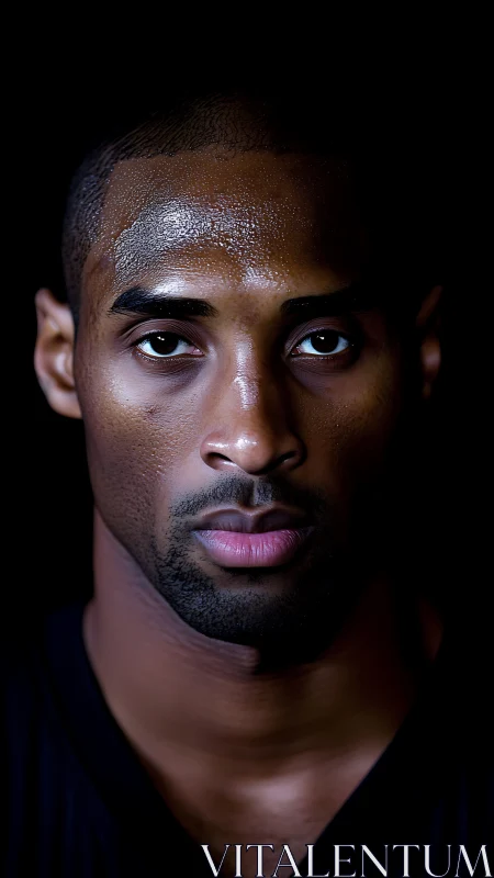 High-contrast athletic portrait under controlled low-key lighting.