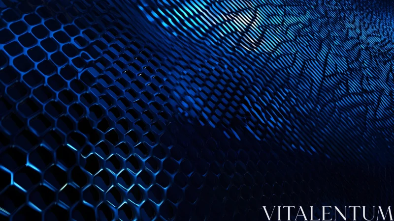Futuristic Blue Hexagonal Grid Abstract Digital Art Pattern.