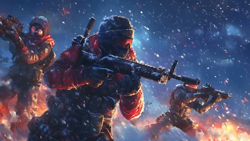 Crimson-Cloaked Soldiers Dance Through Inferno's Frozen Breath