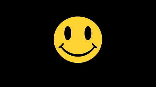 High‑contrast yellow smiley face icon on deep black field