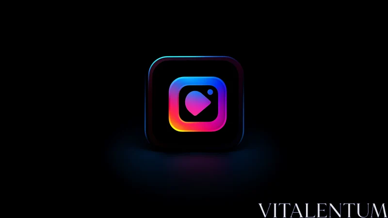 Neon Heart App Icon Within Glowing Digital Frame.