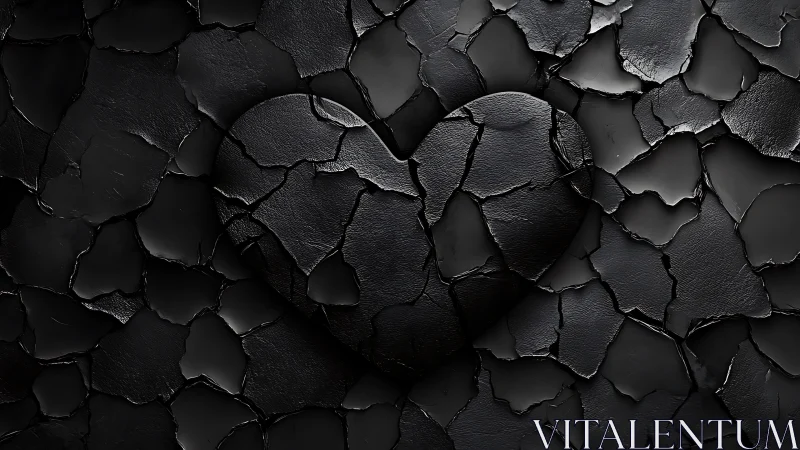Cracked Black Surface. Fractured Texture Study.