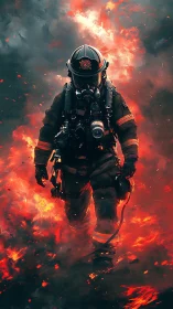 Firefighter's Courageous Stand Against the Flames.