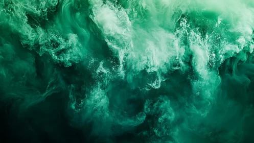 Vivid Abstract Green Smoke Clouds in Dynamic Artistic Motion.