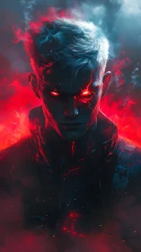 Stormlit antihero rising from embers and electric shadow.