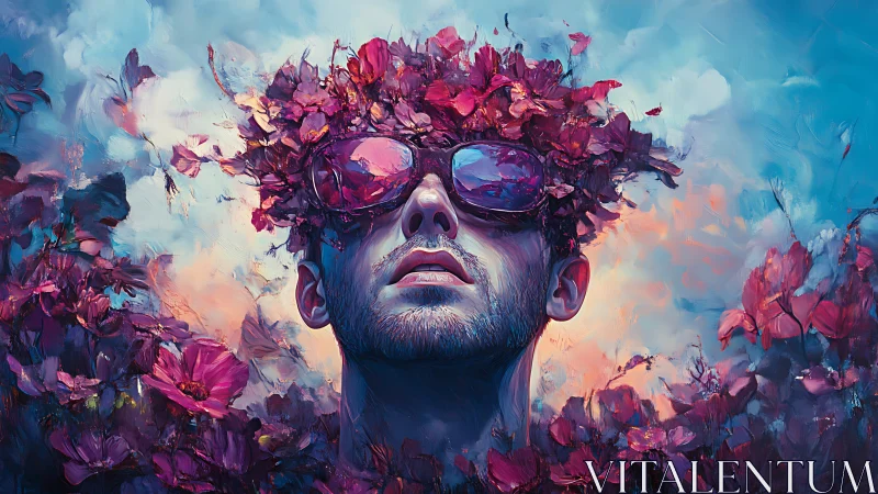 Petals and sunglasses frame a dreamy, skywashed daydream