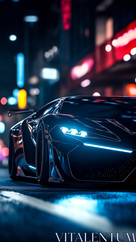 Neon predator supercar stalking midnight city streets.