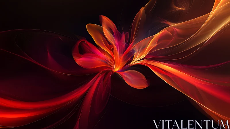 Abstract red and orange light burst on dark background.