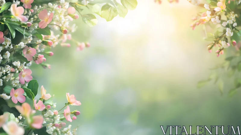 Pink Blossoms Frame a Dreamy Garden Paradise