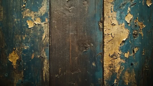 Weathered teal wooden boards tell a quiet, rustic story