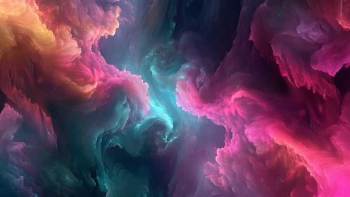 Colorful cosmic clouds swirl gently in a dreamy night sky