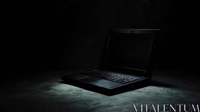 Laptop waits in the spotlight like a silent digital stage