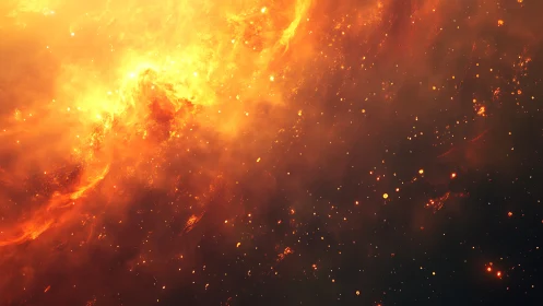 Cosmic Fire Eruption Across Darkness.
