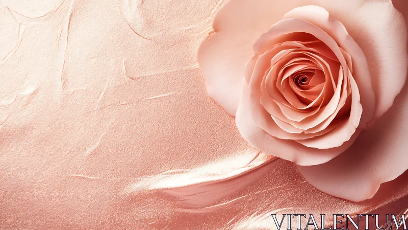 Soft Pink Rose on Textured Peach Background.