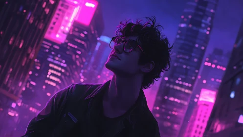 Neon-lit youth studies electric midnight city glow.