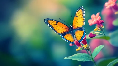 Vibrant orange butterfly captured in high-contrast macro focus