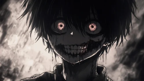 Grinning void-boy carves a smile into the storming dark