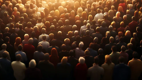 Warm evening light gathers a hopeful crowd in shared focus
