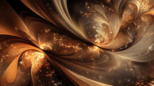 Fractal stellar vortices in golden turbulent flowfield space.