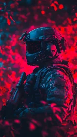 Neon jungle swallows a future soldier in electric hush