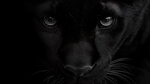 Luminous Eyes in the Darkness. Panther Portrait.