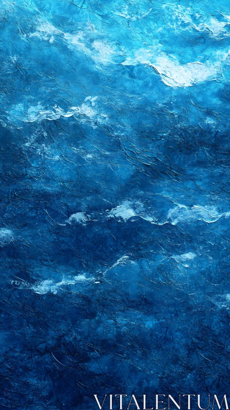 Textured abstract seascape with layered blue ocean surface.