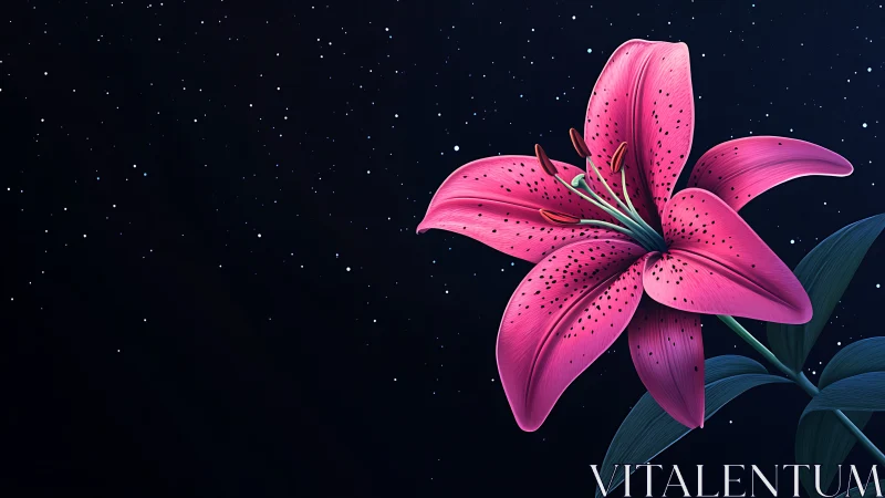 Neon Lily Blooms in Darkness.