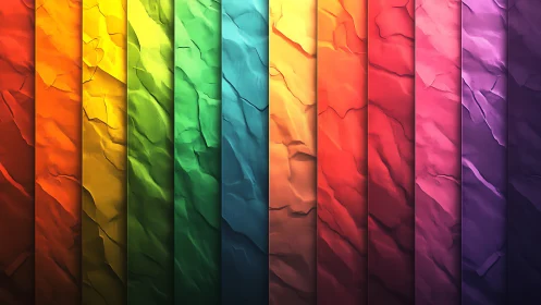 Color spectrum panels form textured crumpled gradient