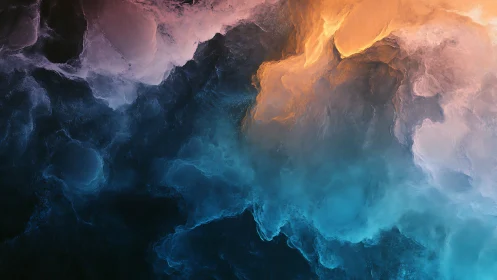 Celestial stormclouds collide in a molten twilight sea.