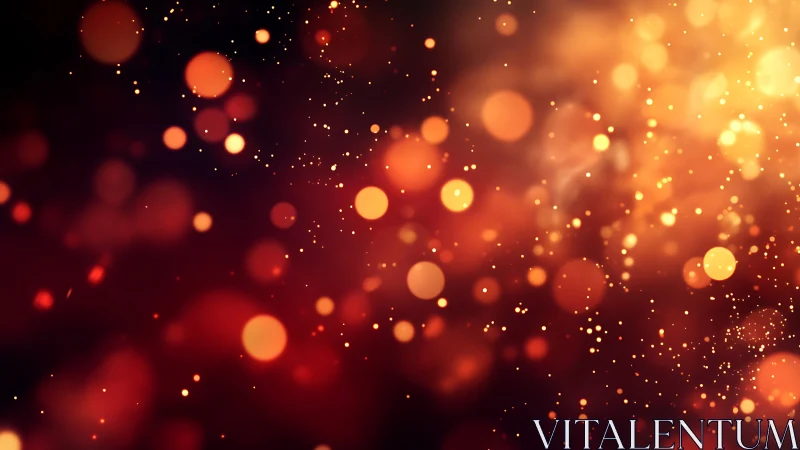 Defocused bokeh light particles in warm amber and deep red field