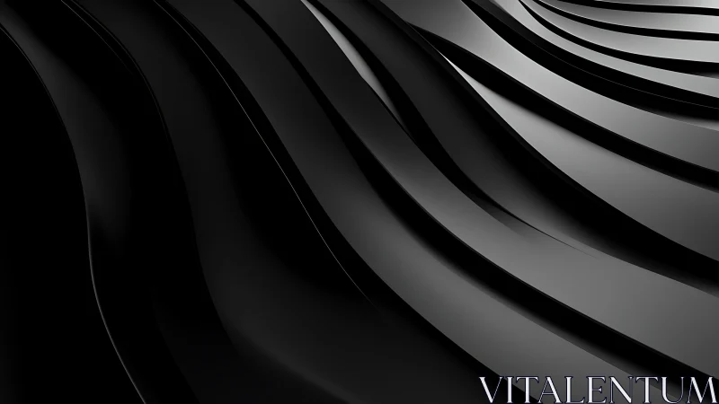 Sleek black curves flow in layered abstract waves.