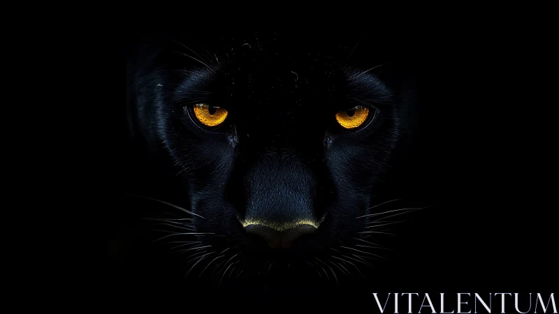 Black Panther Face With Glowing Golden Eyes