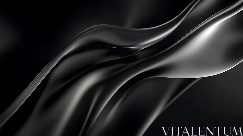 Silken black waves drifting through a quiet midnight sky.