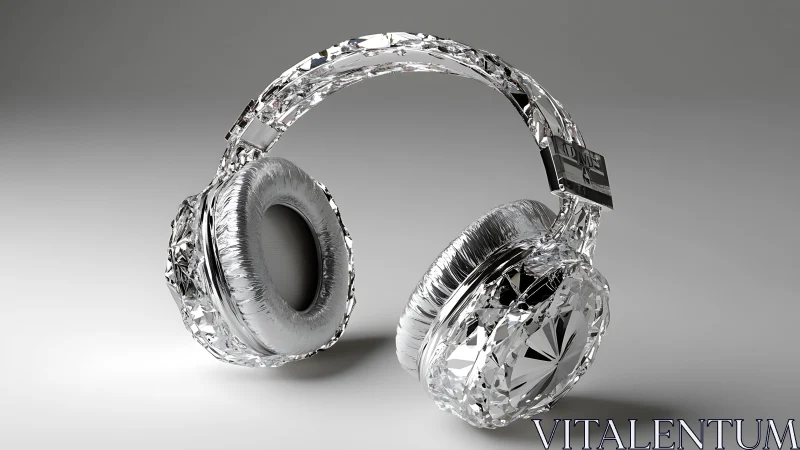 Prismatic crystal headphones catching light like frozen thunder.
