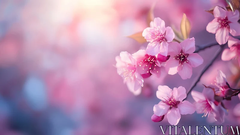 Soft Pink Cherry Blossoms in Dreamy Spring Bloom