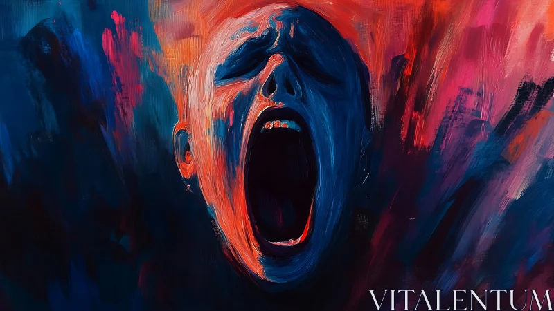 Chromatic scream portrait in high-contrast emotional spectrum.