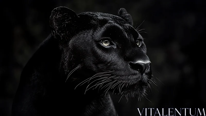 Black Panther Portrait: Chiaroscuro Study of Feline Intensity