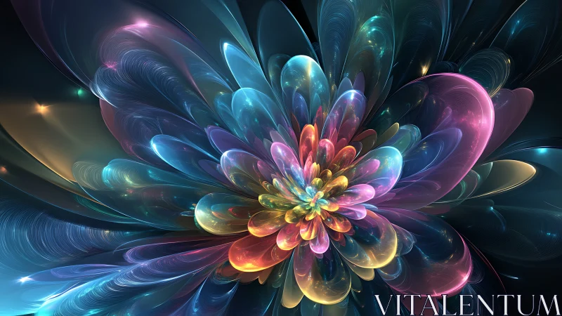 Radiant fractal flower blooming in luminous cosmic light.
