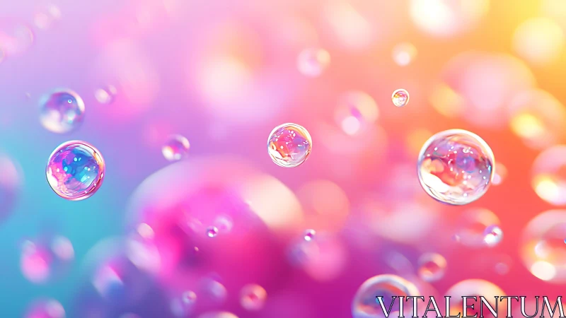 Spherical translucent bubbles on gradient color background.